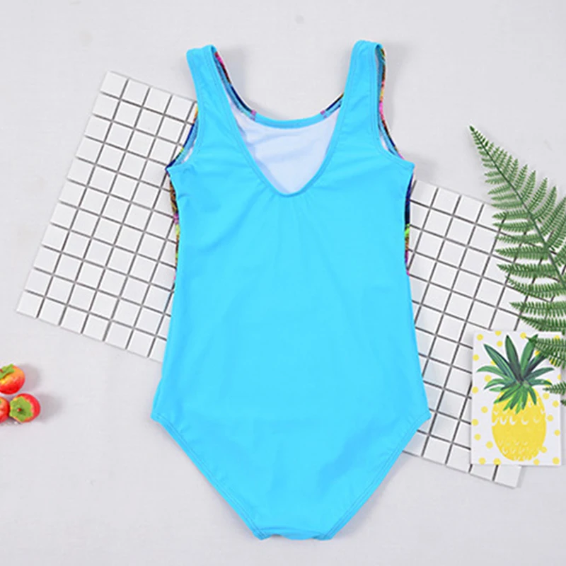 Figwit Girls Solid Summer Swim Dress For Teen Sleeveless Strap Mini Age 5 7 9 10 Years Blue Bodysuit Swimsuit | Детская одежда и
