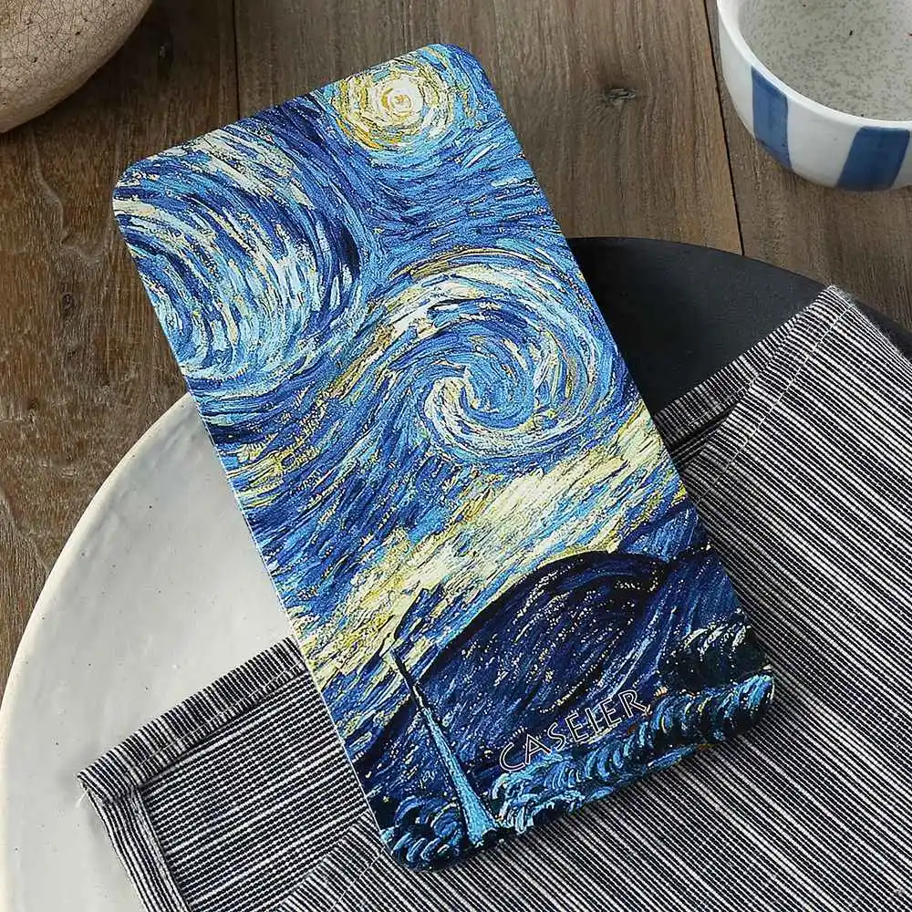 CASEIER Starry Night Phone Case + Gift Box For iPhone 5 6 7 8 Plus X Emboss Patterned Cover New Year Unique Funda Capinha |