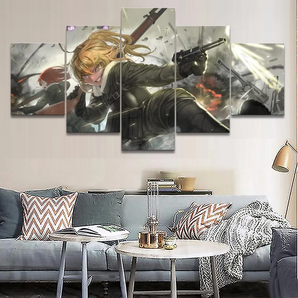 5 Pieces Painting Anime Youjo Senki Wall Art Decoration Poster Home Decor Living Room Canvas Printed Pictures Artwork Cuadros | Дом и сад