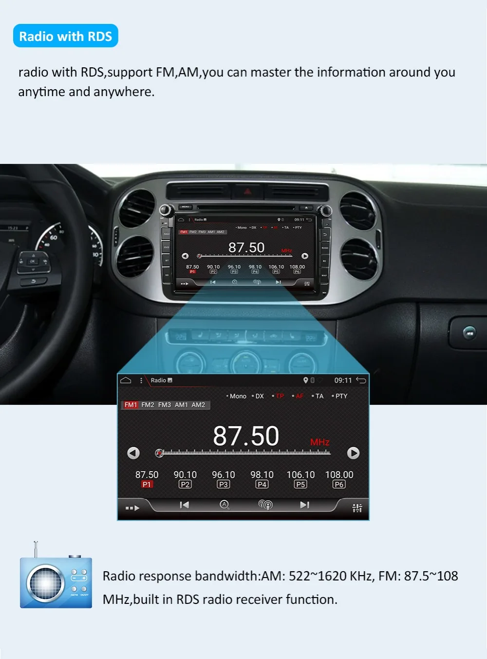 Автомобильный DVD gps 2 Din Android 9,0 octa 8 ядерный для Volkswagen Skoda/Seat/Passat/b7/POLO/GOLF5 6/Caddy wifi BT 3g/4G NET RDS Автомагнитола