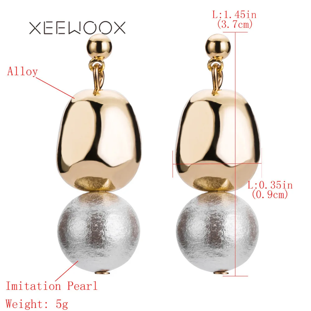 XEEWOOX 2019 New Elegant Fashion Imitation Pearl Dangle Earrings Gold Big Drop Jewelry Gifts For Women Gift | Украшения и