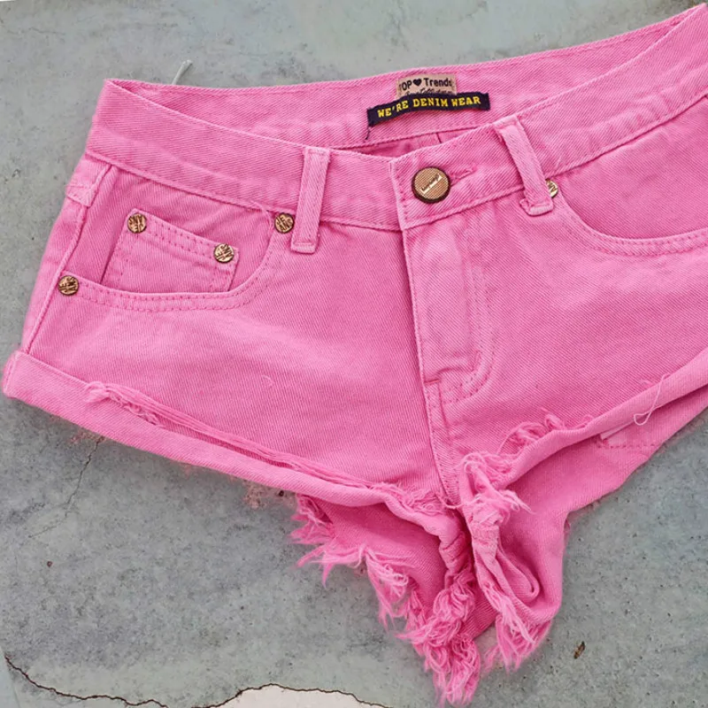 Low Waist Macaron Pink Jeans Shorts Women High Street Pantaloncini Donna Mujer 2019 Summer Denim | Женская одежда
