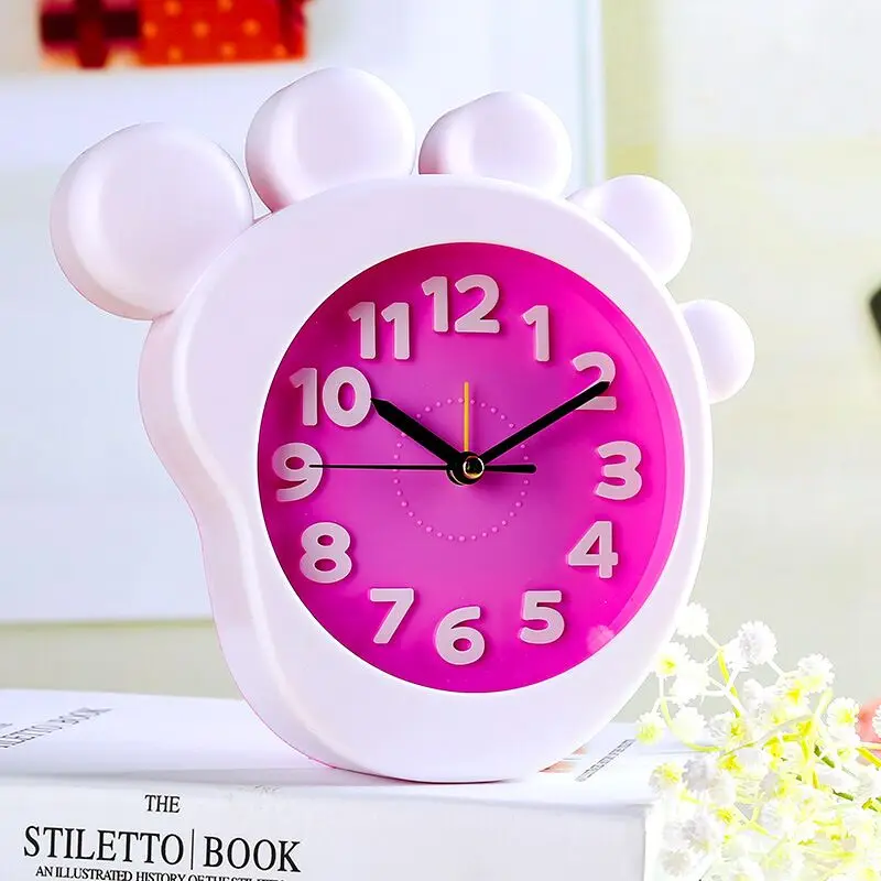

Creative alarm clock mute child character bedside fashion simple foot house small clocks lazy person desk clocks student clock