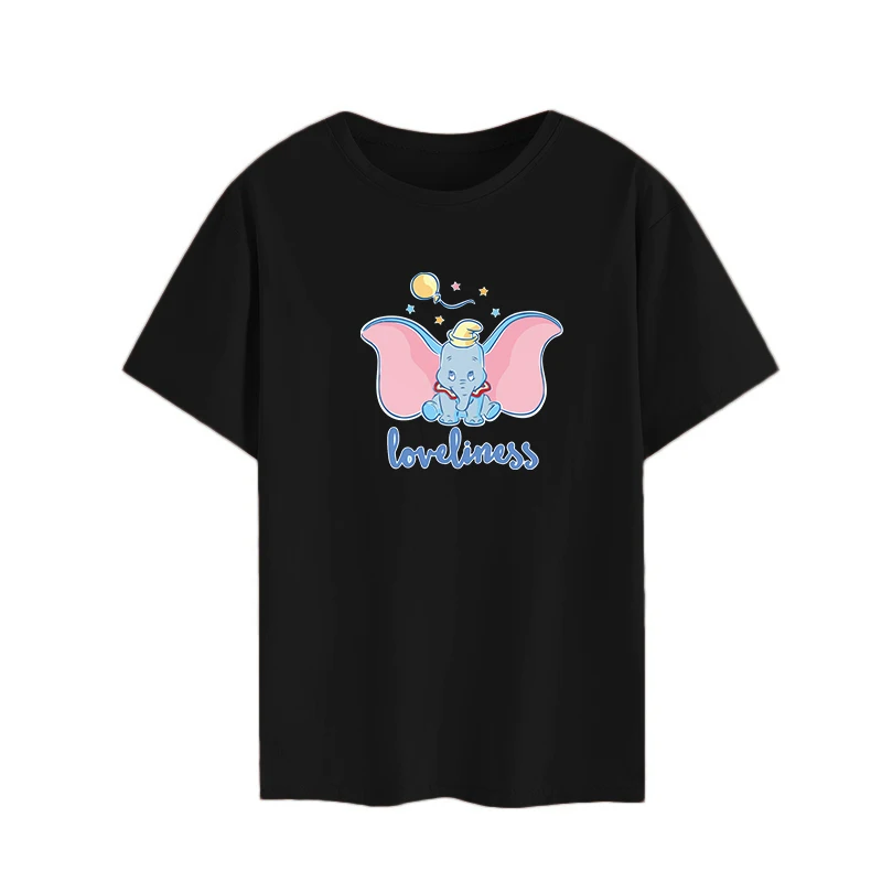 Горячая мода женская футболка большая для полных Femme принт маленькая Dumbo Fly Elephant