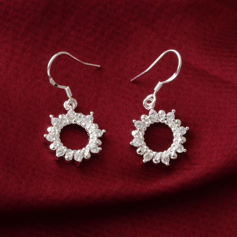 Китайский дизайн Белое солнце полые серебряный кулон серьги уха красивый секрет