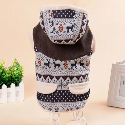 elk color Повседневная Коралловая бархатная собака свитер Олень Снежинки узор животное пальто Одежда для маленьких собак Тедди Чихуахуа DOGGYZSTYLE - Цвет: elk color