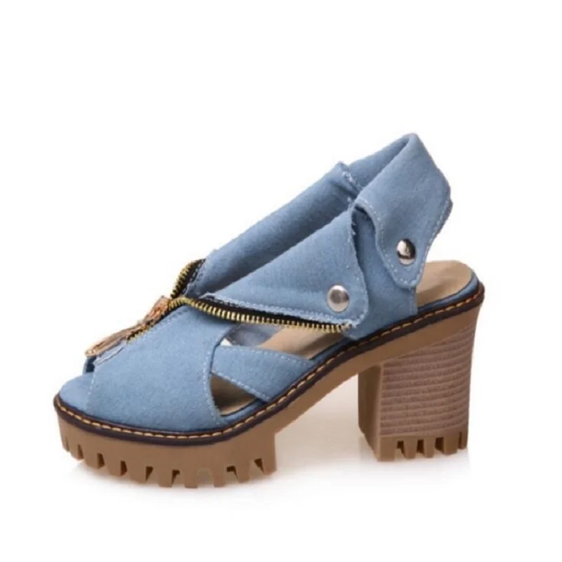 Новинка модные джинсы на молнии водонепроницаемые вьетнамки толстой подошве