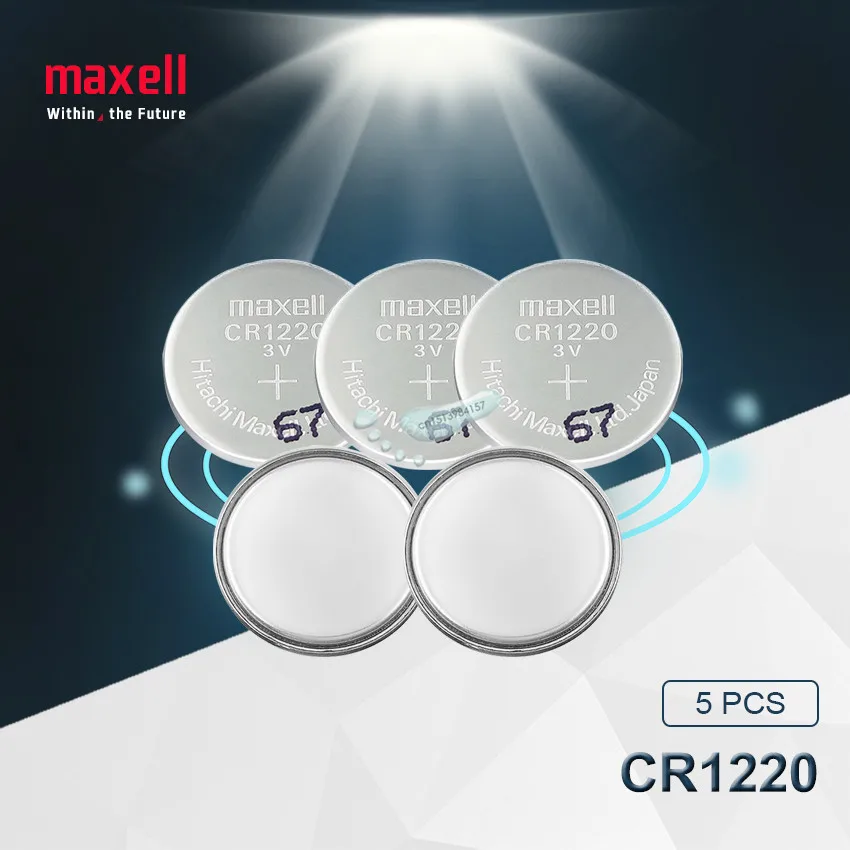 5 шт. Maxell 100% оригинальная CR1220 кнопочная батарейка батарейки автомобильный пульт