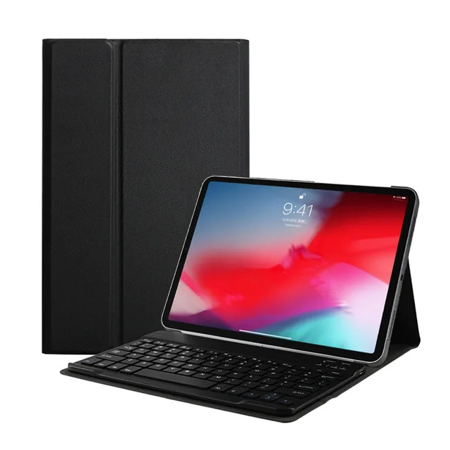 Для iPad Pro 11 чехол для iPad 11 высококачественный ультра тонкий Съемный беспроводной Bluetooth клавиатура чехол+ подарок - Цвет: Black