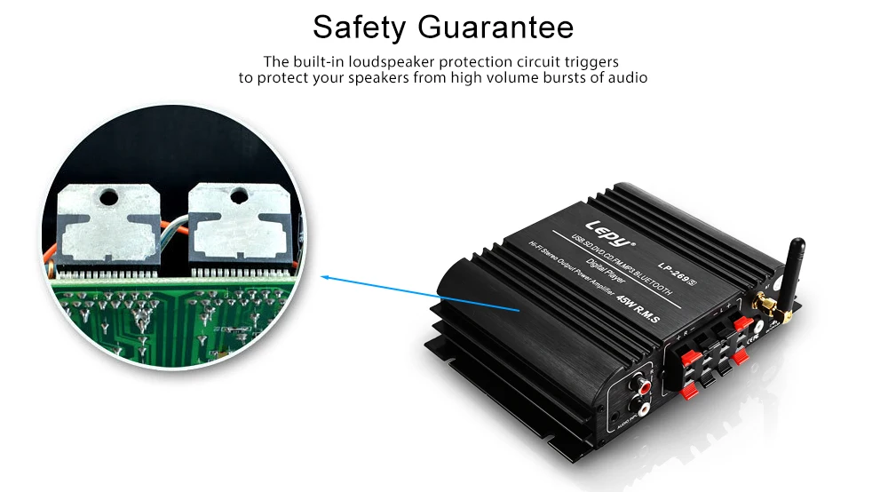 Lepy LP 269 S Hi Fi Bluetooth автомобиля Мощность усилитель 2 канальный стерео плеера аудио