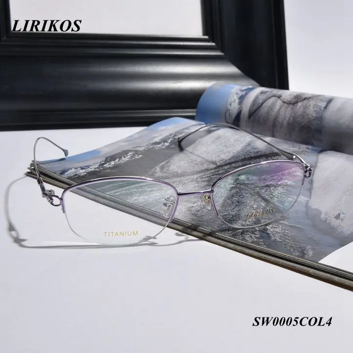 LIGHT PURPLE LIRIKOS чистый титан выдалбливают с Ablaze бизнес женщин чтения полуоправы очки для чтения прозрачные линзы для глаз Fmale очки - Цвет оправы: LIGHT PURPLE