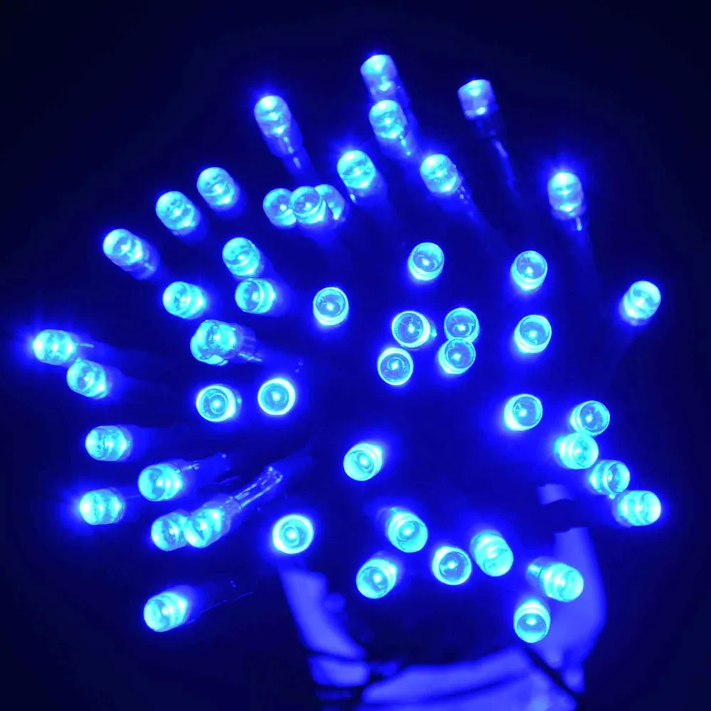 Blue 12 м 100 светодиодный Сказочный светильник на солнечной батарее, Рождественская уличная гирлянда, светодиодный светильник с полосками, уличный водонепроницаемый светильник для сада и свадьбы - Испускаемый цвет: Blue
