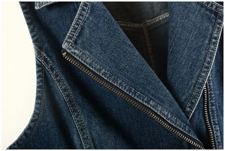 Высокое качество хлопок молния джинсовая куртка для женщин без рукавов жилет корейский Тонкий женский жилет пальто летний женский джинсовый жилет