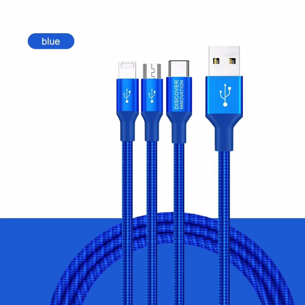 NILLKIN Swift 3 в 1 кабель 5 В 3 а кабель для быстрой зарядки с 3 разъемами для зарядки вместе для iphone lighting+ type C+ Micro USB