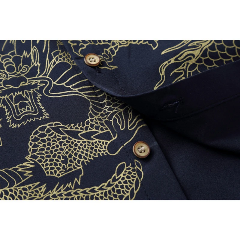 Мужская летняя рубашка с коротким рукавом и золотым принтом | одежда