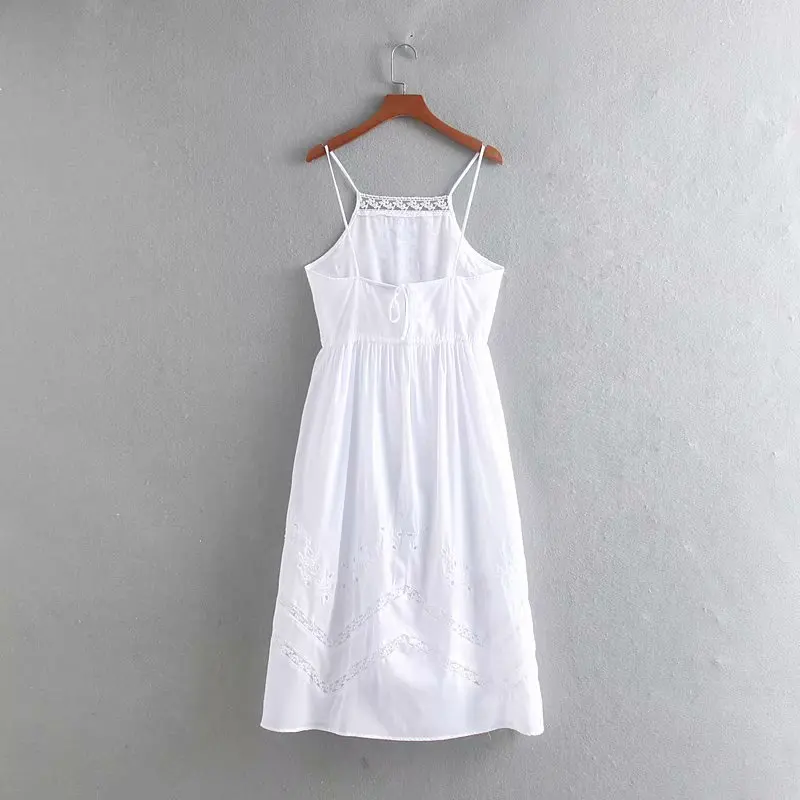 2019 новые женские милые выдалбливают Вышивка Кружева Лоскутная Ткань Белый слинг