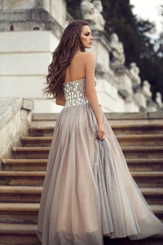 

New Arrival Prom Dresses Sweetheart Long Prom Gowns VestidoTulle A-Line Prom Dresses Party Evening Dress