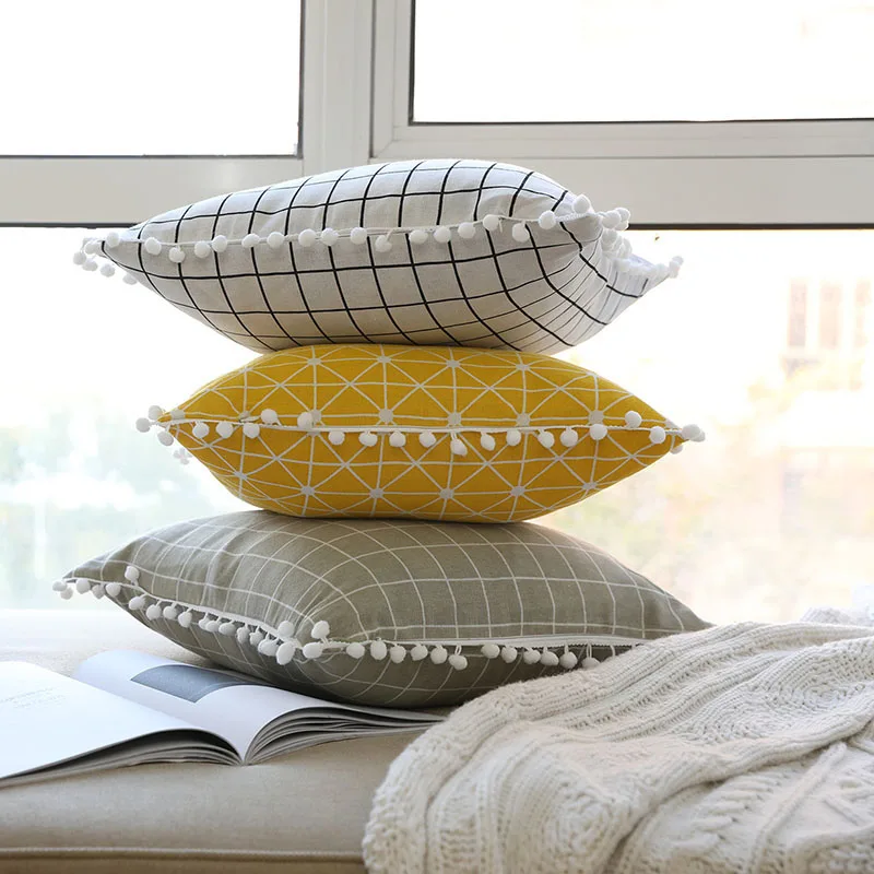 

2018 new modern linen print cushion pillowcase 45x45CM is the living room cushion