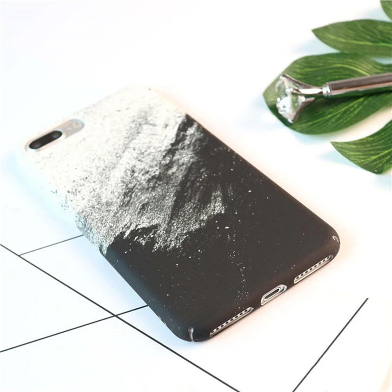 Ветер песок черный белый чехол для телефона iPhone 7 8 6 6s X плюс Жесткий матовый