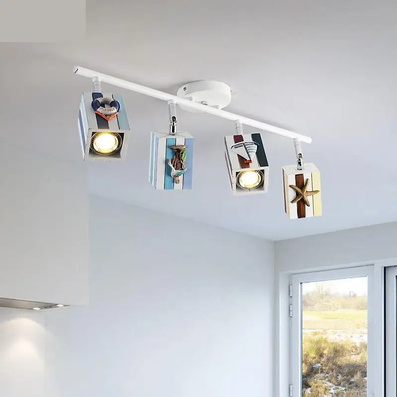

Mediterranean Style Light Living Room Ceiling Mounted Spotlight Led Track Modern Background Wall Bedroom Ceiling Lamp