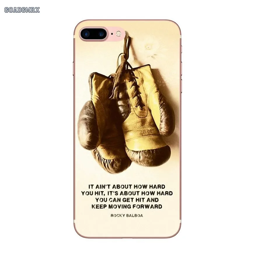 Прозрачные мягкие чехлы для iPhone 6 6S 7 8 Plus X XS MAX XR 4 4S 5 5S SE 5C Rocky Balboa мотивационные слова - Цвет: image 6