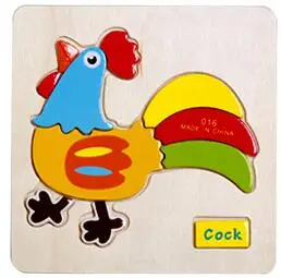 cock Монтессори метод животных деревянные головоломки мультфильм Tangram животные детские игрушки ребенок раннего образования игрушки головоломки доска - Цвет: cock