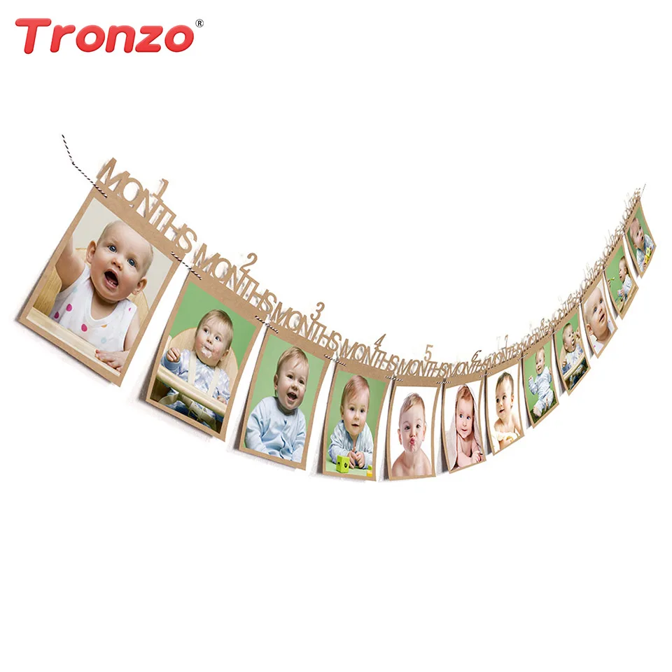 

Tronzo Baby Photo Banner Birthday Party Decoration For Kids Favor Star Letter Number Paper Garland Flag For Baby Shower Supplies