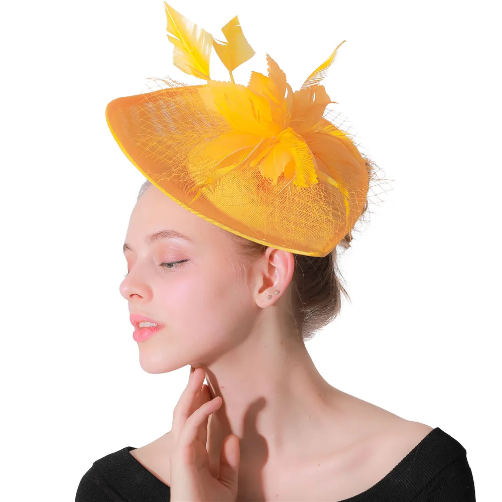 Elegant Lady Women Feather Fascinator Derby Chapeau Hair Clip Headwear Wedding Party Accessory Sombrero Female Fedora |
