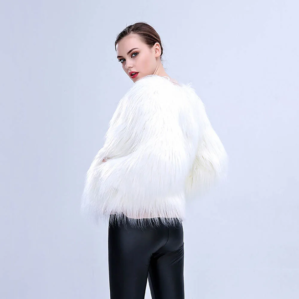 

LED Light Fur Coat Women Rainbow Sparkly Light Up Jacket White Furry Costume Christmas Costumes Cosplay Fluffy Fur Jacket new