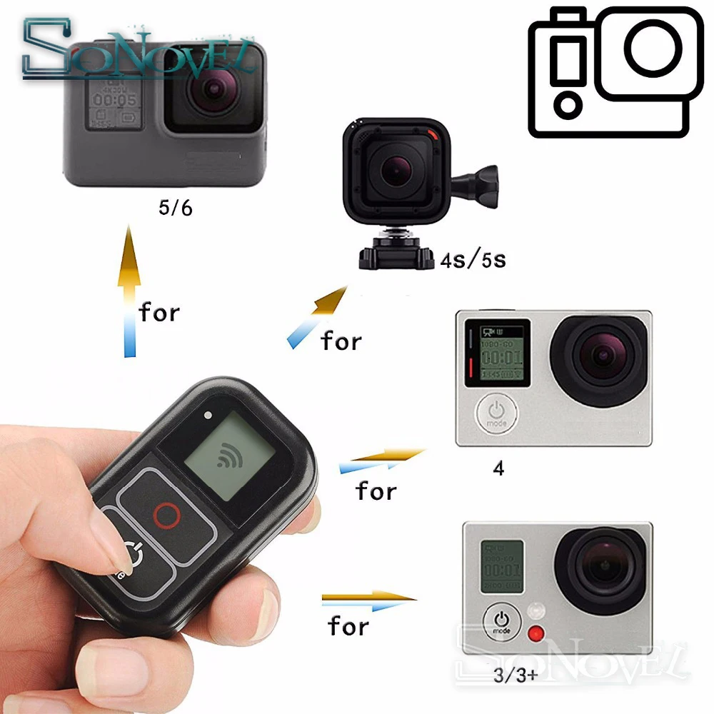 Купить Пульт дистанционного управления SHOOT для GoPro WiFi с зарядным кабелем, водонепроницаемый ремешок на запястье для GoPro Hero 7 6 5 Black 4 3 +, аксессуар