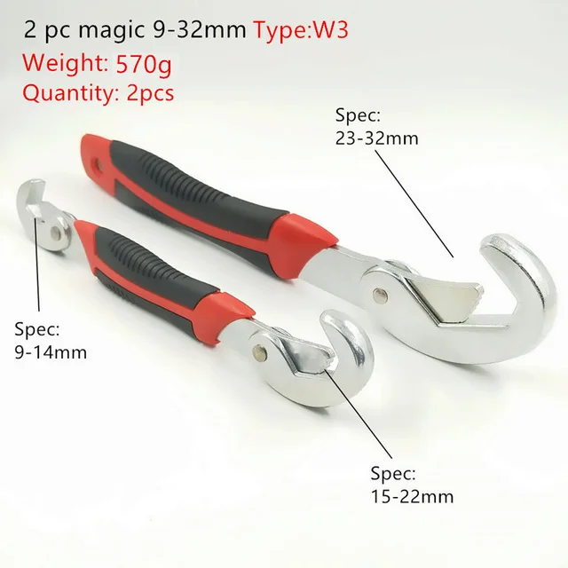 9-32mm w3 Onnfang, регулируемый гаечный ключ, многофункциональный гаечный ключ, универсальный инструмент для ремонта, ручной инструмент, набор, универсальный гаечный ключ, гайки, домашний инструмент для труб - Цвет: 9-32mm w3