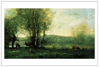 wall art posters canvas painting print picture imagich top 100 prints 3 cows beside a river by jean baptiste camille corot