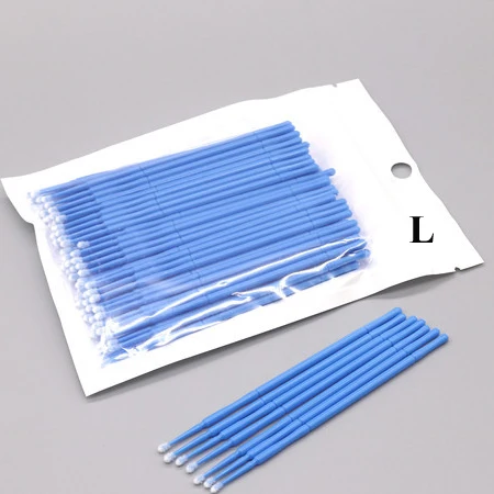 blue 100 шт./упак. одноразовые кисти для макияжа Набор с тампоном для microbrushes клей для наращивания ресниц Инструменты ресниц удаление инструмент не оставляет ворсинок - Цвет: blue