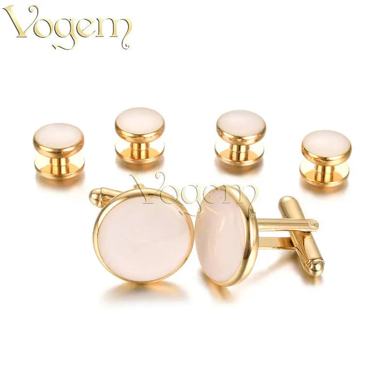 VOGEM классический черный Круглый запонки золото серебро Нержавеющая сталь