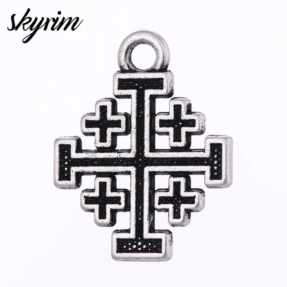 Skyrim 20pcs винтажная религиозная подвеска античное серебряное покрытие молитмский