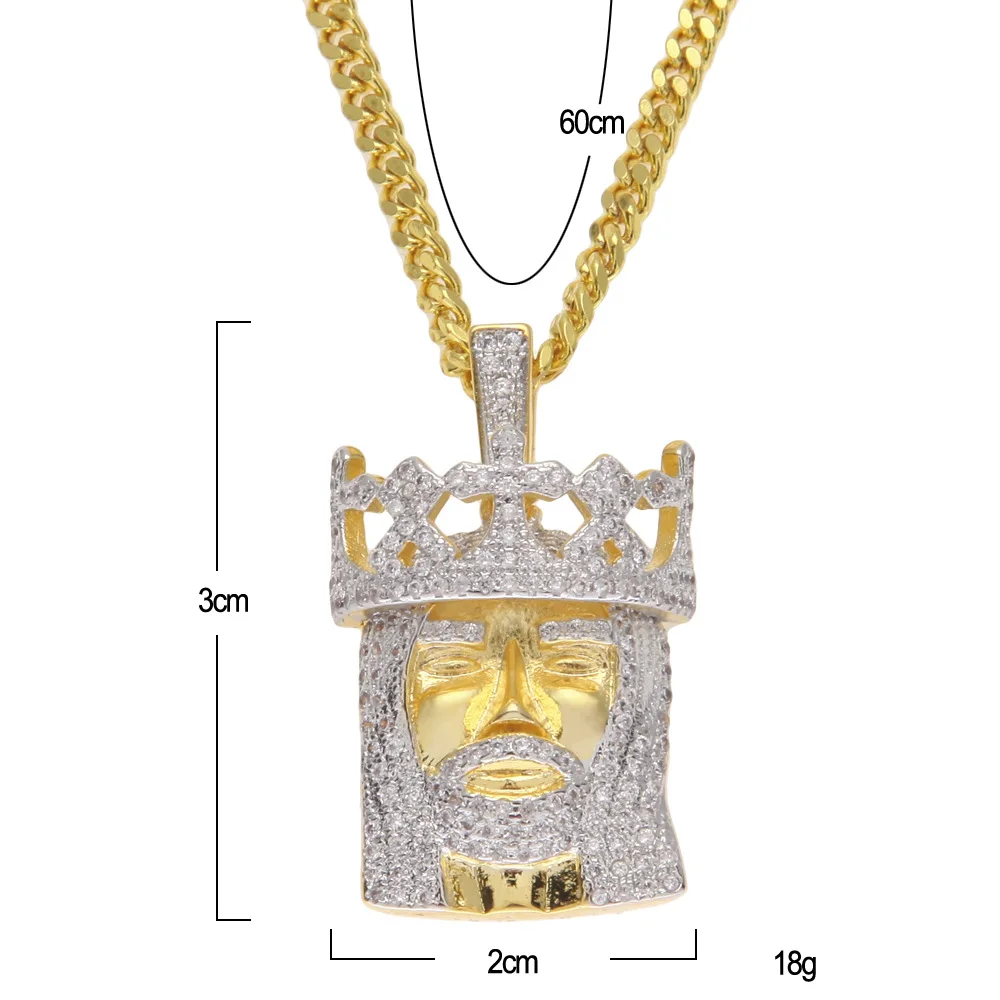 CY & CM Iced Out микро проложить AAA кубический цирконий Корона голова Иисуса кулон