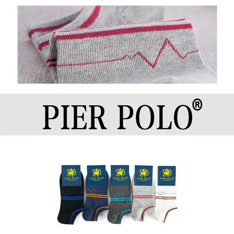 Высокое качество, 5 пар/лот, PIER POLO, Брендовые мужские носки, летние модные повседневные Мягкие короткие хлопковые носки, мужские забавные короткие носки