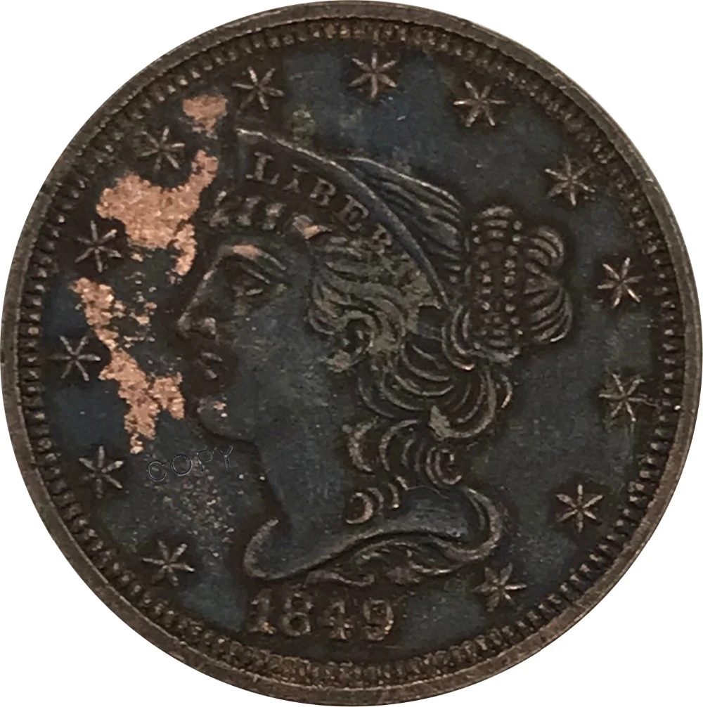 Коллекционная монета из красной меди 1849 доллар США|Безвалютные монеты| |