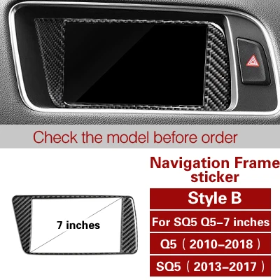 Style B Для Audi Q5 SQ5 авто Интерьер кондиционер CD панель наклейки из углеродного волокна навигационная рамка наклейки аксессуары для стайлинга автомобилей - Название цвета: Style B