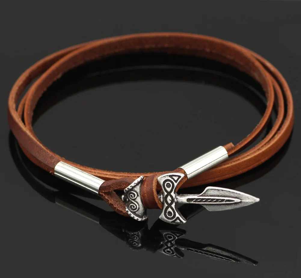 Silver Viking Sword Amulet of Talos Handmade Brown Leather | Украшения и аксессуары