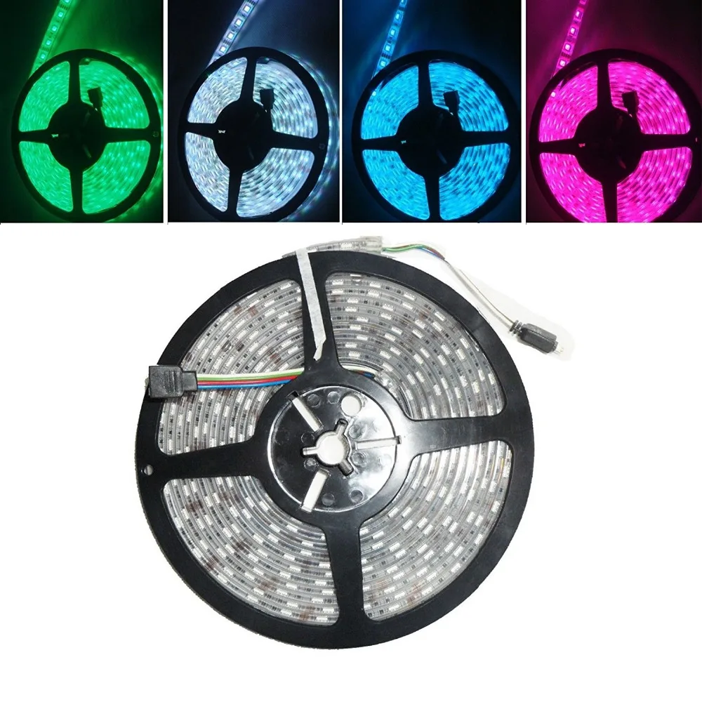 

DIY LED U-HOME 16.4FT 5M DC12V RGB 300leds SMD5050 LED Light Strip Under Water IP68 Waterproof for Aquarium Fish Tank Garden