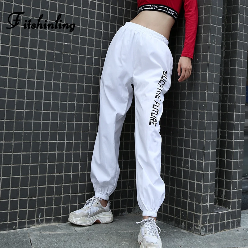 Fitshinling с буквенным принтом Капри женские брюки высокой талией уличная мода athleisure