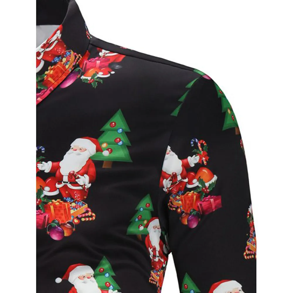 S XL для мужчин с длинным рукавом Рождественская блузка снежинки Санта конфеты