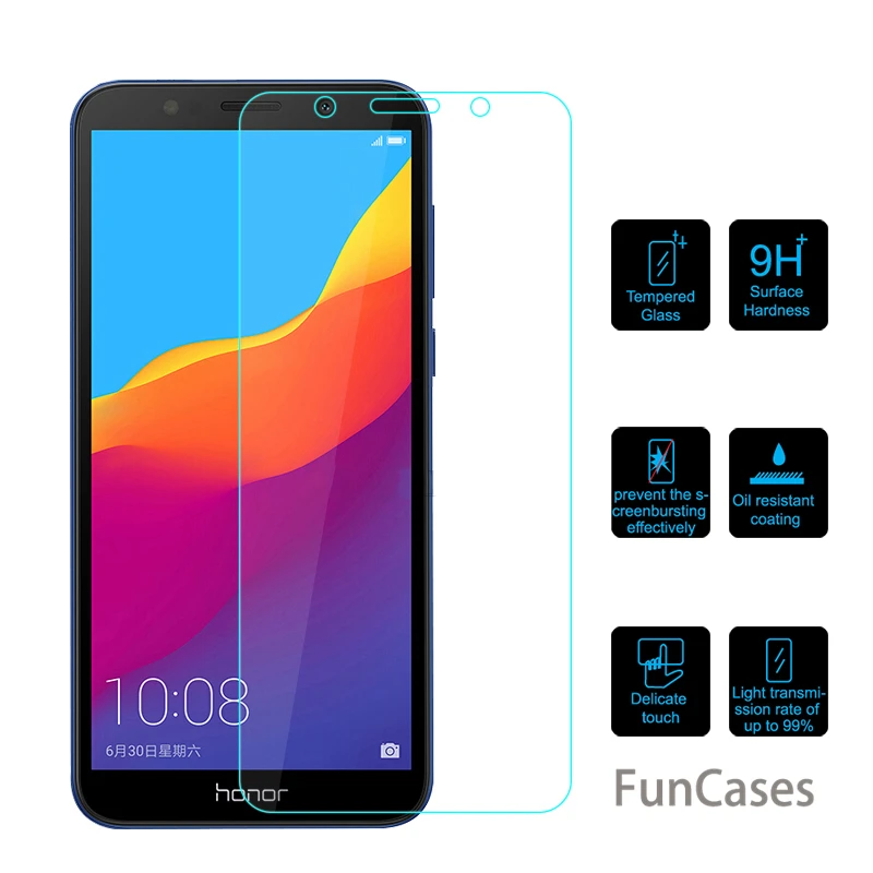 For Huawei Y5 Prime 2018 Tempered Glass Y9 Y6 Screen Protector on Honor 8X 6X 7X 7A 7C Protective | Мобильные телефоны и
