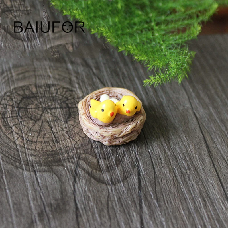Птица Семья мини смолы Животные Сказочный Сад миниатюры DIY Кукольный