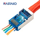 Легко RJ45 разъем Cat6 разъем 8P8C модуль штекер Cat5e rj45 сетевой кабель штекер легко пройти через подходит для Cat6 Cat5e