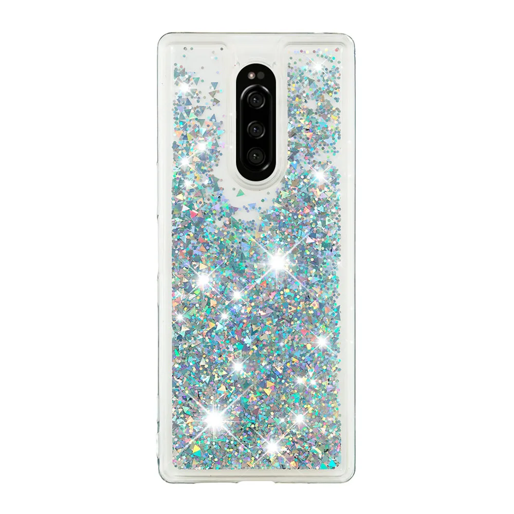 Сияющий ТПУ с песчаным декором anti-fall Love Heart чехол для телефона подходит SONY Xperia 1 |