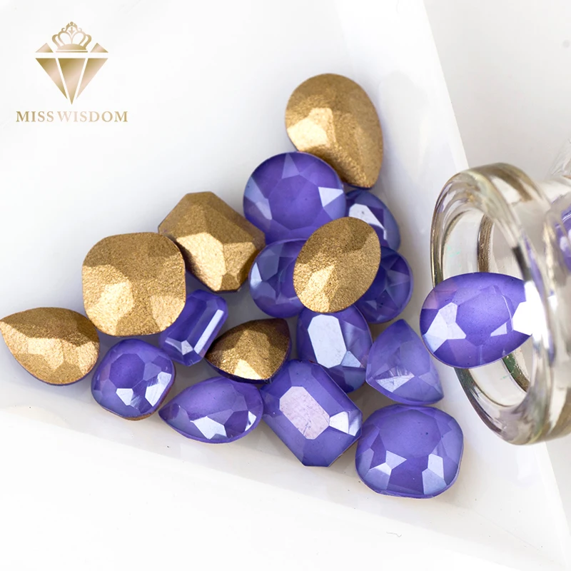 New prouduct 50pcs/pack pointback Glue on nail art Purple Lotus Moka rhinestones 539MK high quality glass crystal | Дом и сад