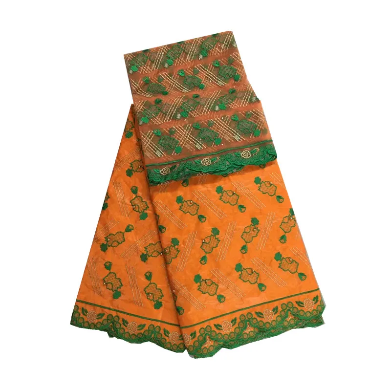 Высокое качество Женщины блузка Orange африканские ткани парчи Базен Riche Getzner с 2