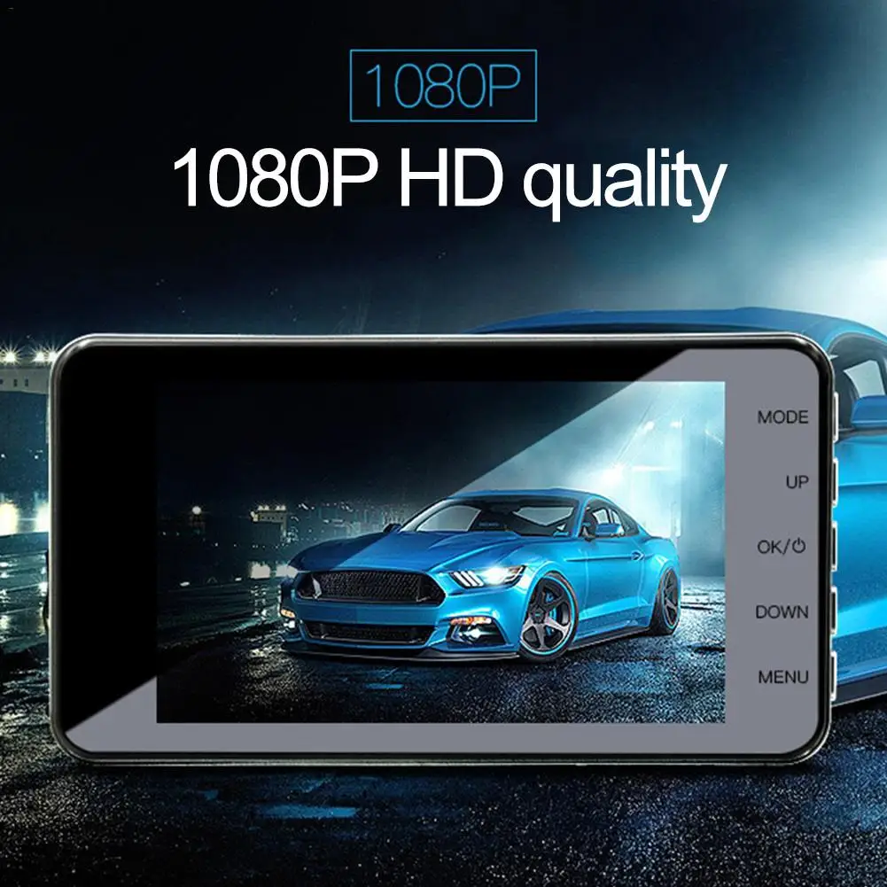4 дюймовый HD видеорегистратор с двумя объективами разрешением 1080P скрытый 170